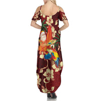 Crimson Red Tropical Christmas Hawaii Tapa Family Matching Summer Maxi Dress and Hawaiian Shirt Aloha Santa Drink Party LT7 - Polynesian Pride