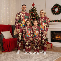 Crimson Red Tropical Christmas Hawaii Tapa Christmas Pajama Set Aloha Santa Drink Party - Polynesian Pride