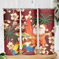 Crimson Red Tropical Christmas Hawaii Tapa Skinny Tumbler Aloha Santa Drink Party LT7 - Polynesian Pride