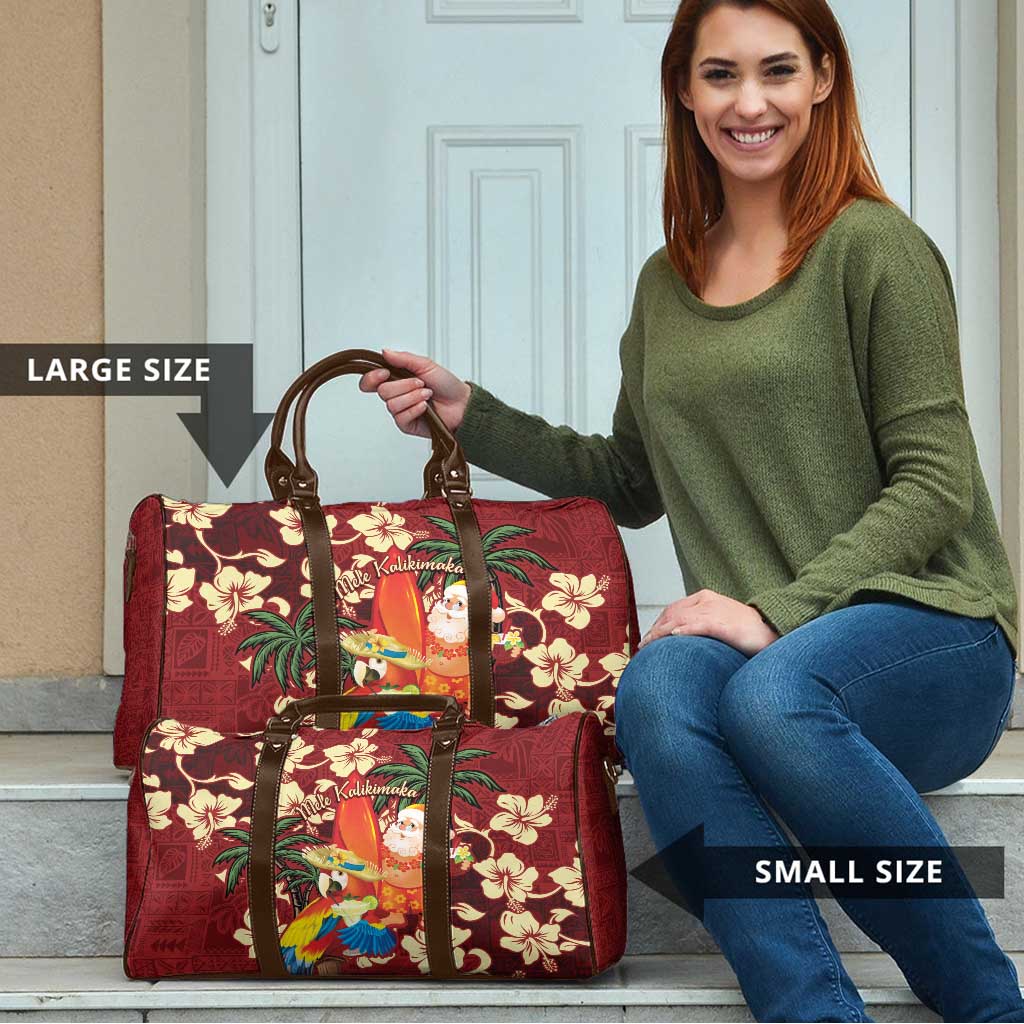 Crimson Red Tropical Christmas Hawaii Tapa Travel Bag Aloha Santa Drink Party - Polynesian Pride