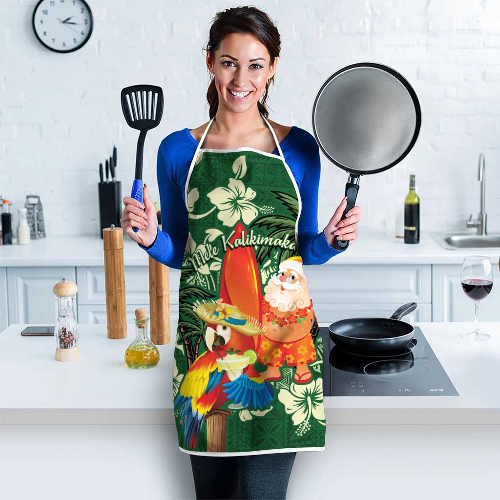 Moss Green Tropical Christmas Hawaii Tapa Apron Aloha Santa Drink Party - Polynesian Pride