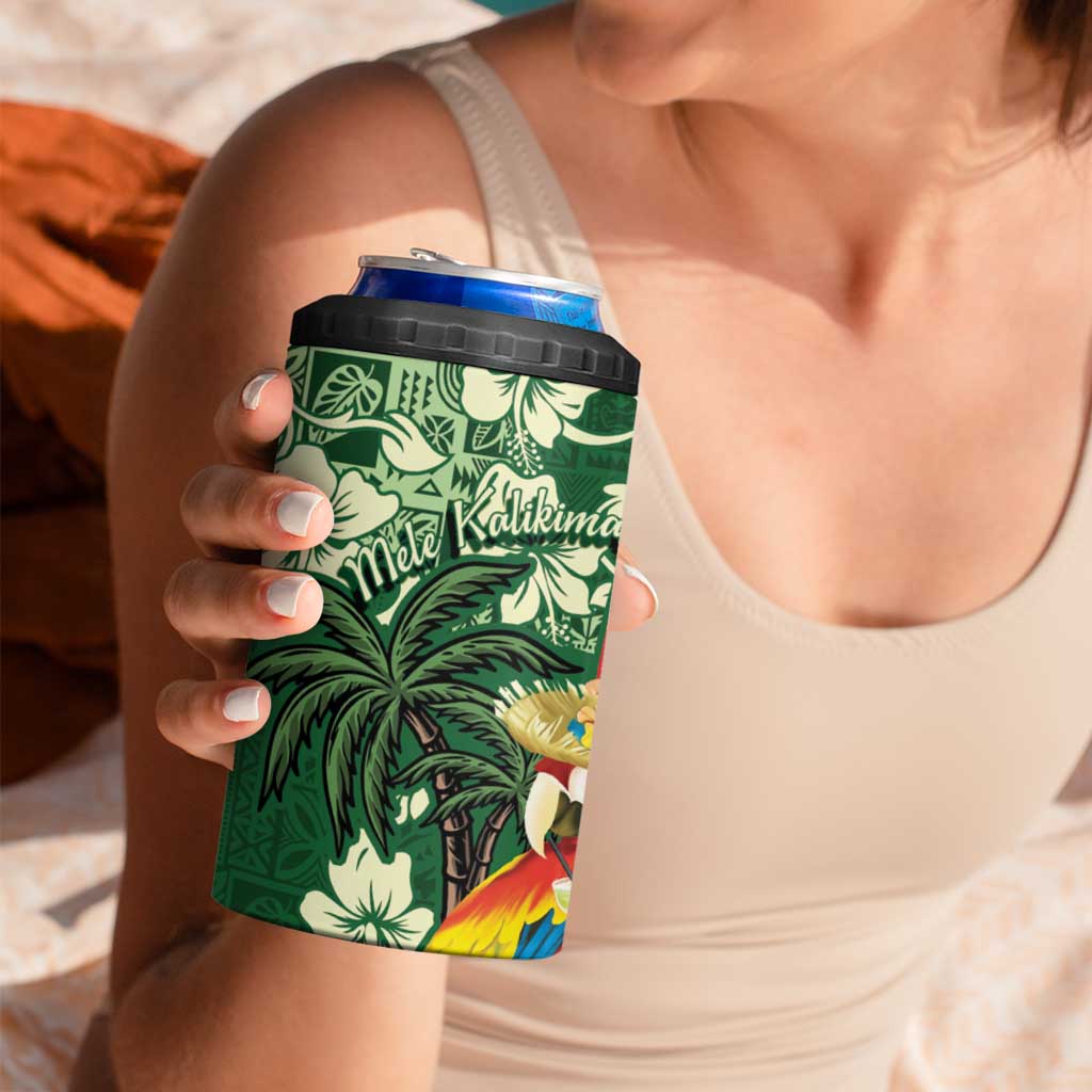 Moss Green Tropical Christmas Hawaii Tapa 4 in 1 Can Cooler Tumbler Aloha Santa Drink Party - Polynesian Pride