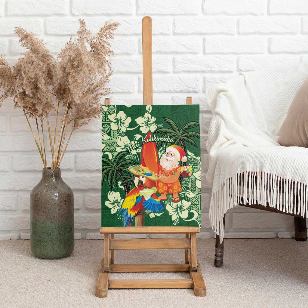 Moss Green Tropical Christmas Hawaii Tapa Canvas Wall Art Aloha Santa Drink Party - Polynesian Pride