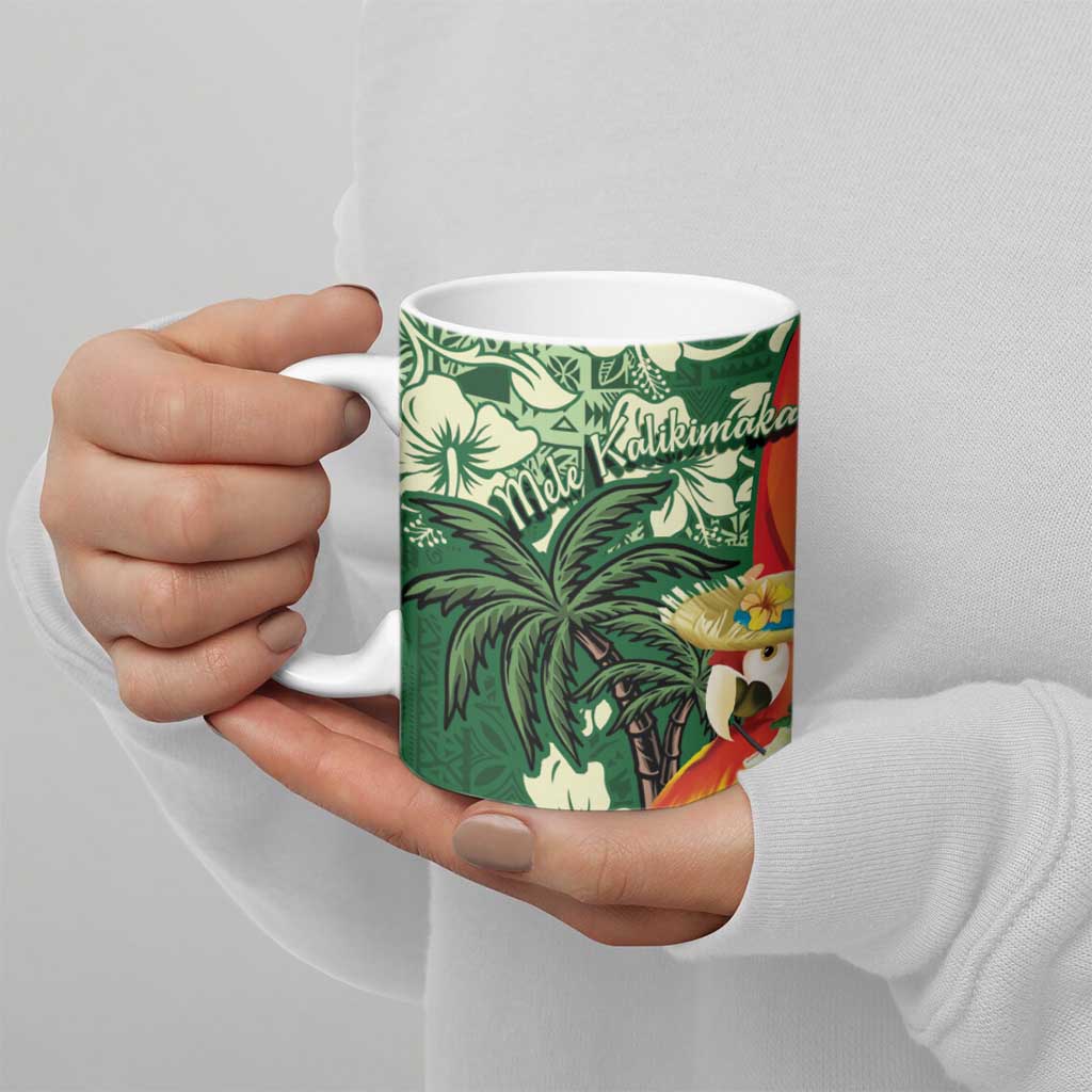 Moss Green Tropical Christmas Hawaii Tapa Ceramic Mug Aloha Santa Drink Party - Polynesian Pride