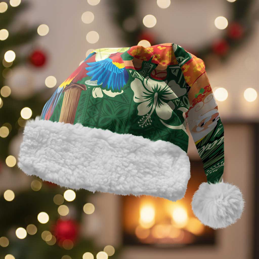 Moss Green Tropical Christmas Hawaii Tapa Christmas Santa Hat Aloha Santa Drink Party - Polynesian Pride