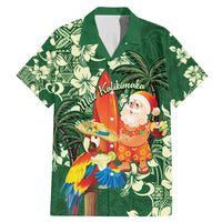 Moss Green Tropical Christmas Hawaii Tapa Family Matching Mermaid Dress and Hawaiian Shirt Aloha Santa Drink Party LT7 Dad's Shirt - Short Sleeve Green - Polynesian Pride