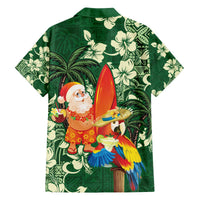 Moss Green Tropical Christmas Hawaii Tapa Family Matching Off The Shoulder Long Sleeve Dress and Hawaiian Shirt Aloha Santa Drink Party LT7 - Polynesian Pride