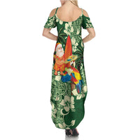 Moss Green Tropical Christmas Hawaii Tapa Family Matching Summer Maxi Dress and Hawaiian Shirt Aloha Santa Drink Party LT7 - Polynesian Pride