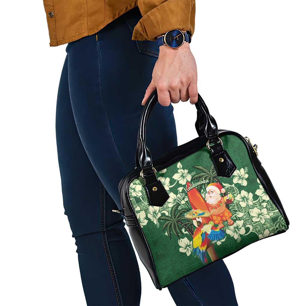 Moss Green Tropical Christmas Hawaii Tapa Shoulder Handbag Aloha Santa Drink Party - Polynesian Pride