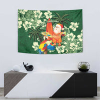 Moss Green Tropical Christmas Hawaii Tapa Tapestry Aloha Santa Drink Party LT7 - Polynesian Pride