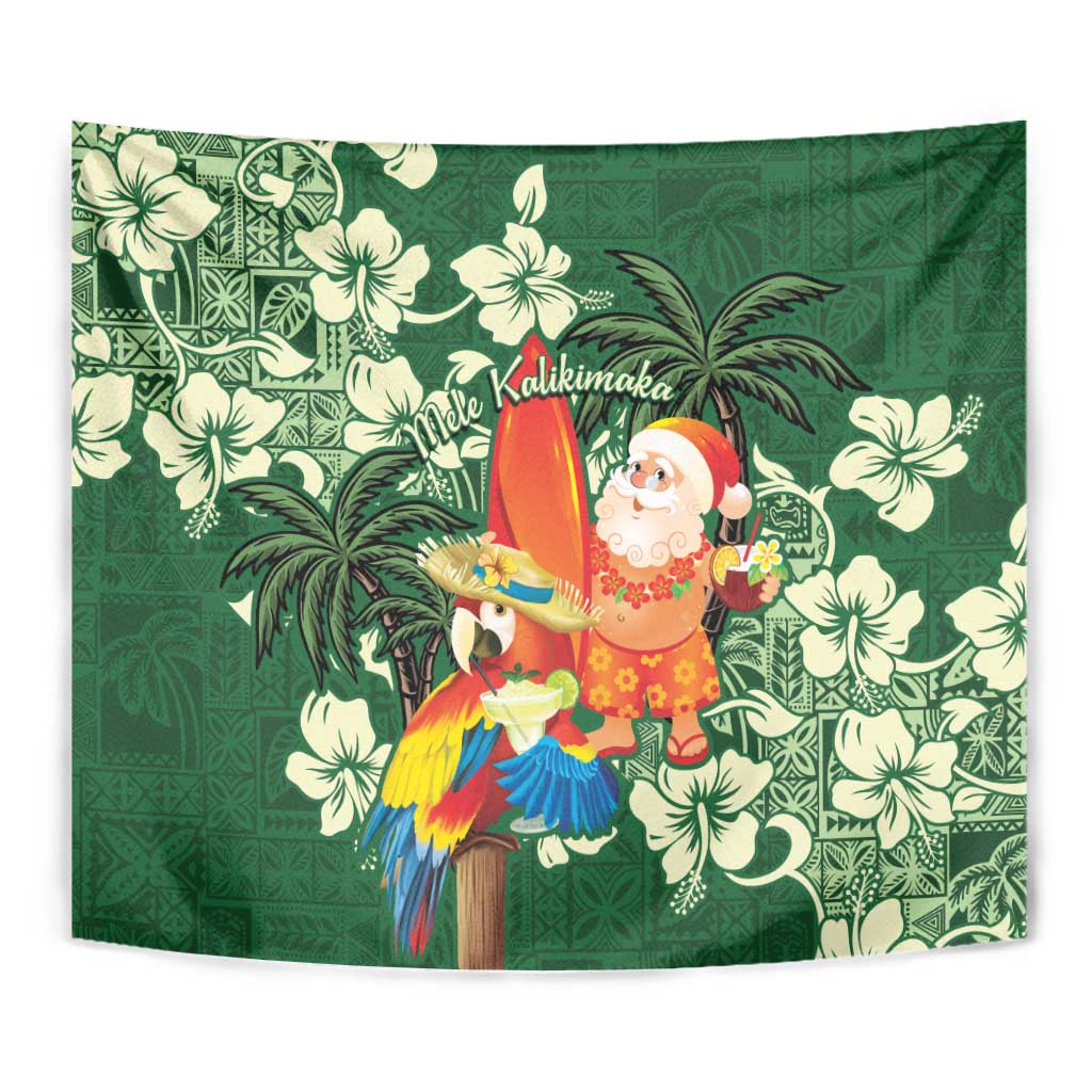 Moss Green Tropical Christmas Hawaii Tapa Tapestry Aloha Santa Drink Party LT7 - Polynesian Pride