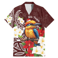 Felis Pasgua Guam Family Matching Mermaid Dress and Hawaiian Shirt Christmas Sihek Kingfisher with Guasali LT7 Dad's Shirt - Short Sleeve Crimson - Polynesian Pride