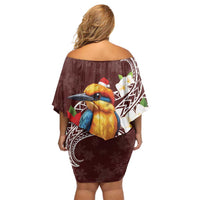 Felis Pasgua Guam Family Matching Off Shoulder Short Dress and Hawaiian Shirt Christmas Sihek Kingfisher with Guasali LT7 - Polynesian Pride