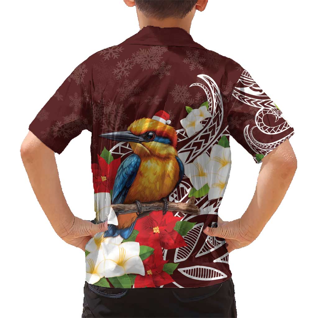 Felis Pasgua Guam Family Matching Short Sleeve Bodycon Dress and Hawaiian Shirt Christmas Sihek Kingfisher with Guasali LT7 - Polynesian Pride