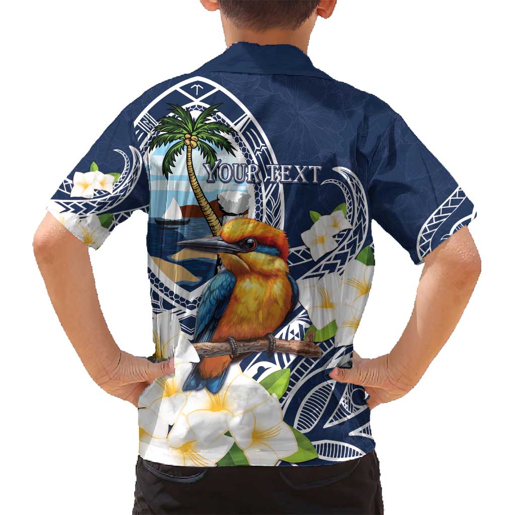 Hafa Adai Guam Family Matching Off Shoulder Maxi Dress and Hawaiian Shirt Sihek Guam Kingfisher with Guasali LT7 - Polynesian Pride
