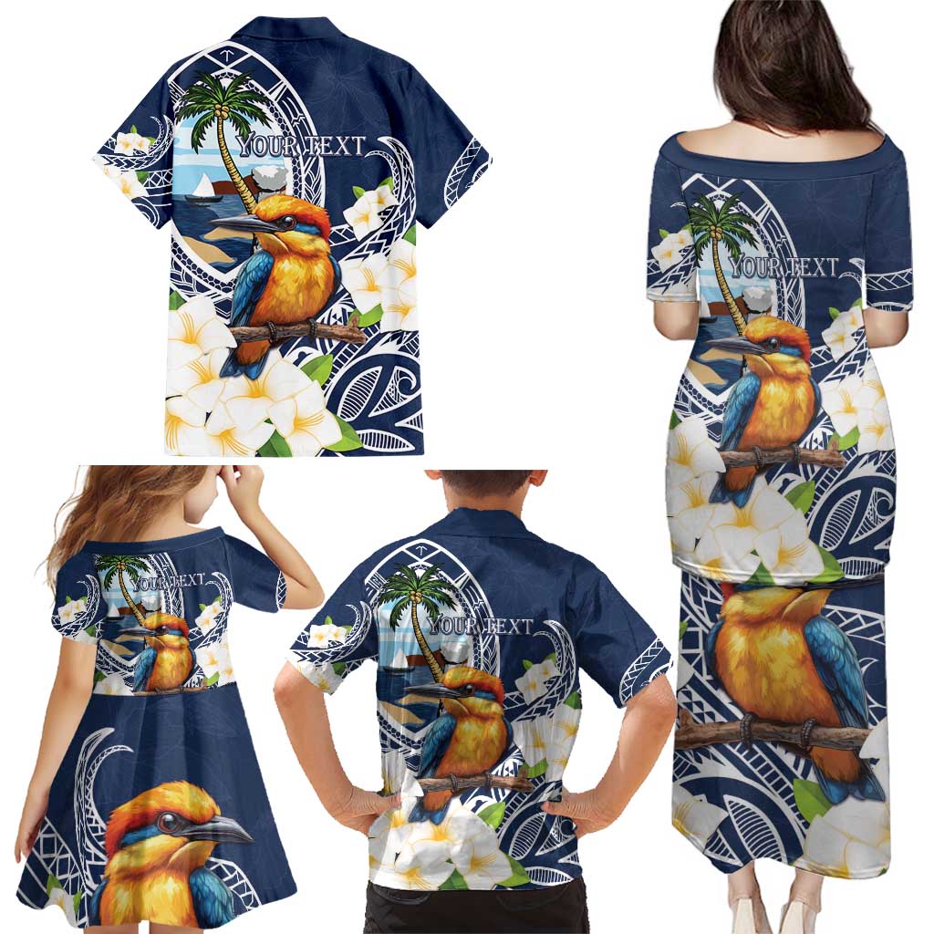 Hafa Adai Guam Family Matching Puletasi and Hawaiian Shirt Sihek Guam Kingfisher with Guasali LT7 - Polynesian Pride