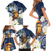 Hafa Adai Guam Family Matching Short Sleeve Bodycon Dress and Hawaiian Shirt Sihek Guam Kingfisher with Guasali LT7 - Polynesian Pride