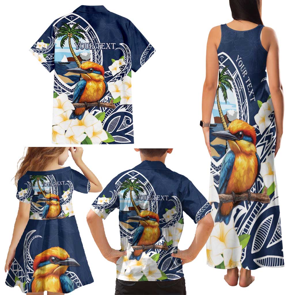 Hafa Adai Guam Family Matching Tank Maxi Dress and Hawaiian Shirt Sihek Guam Kingfisher with Guasali LT7 - Polynesian Pride