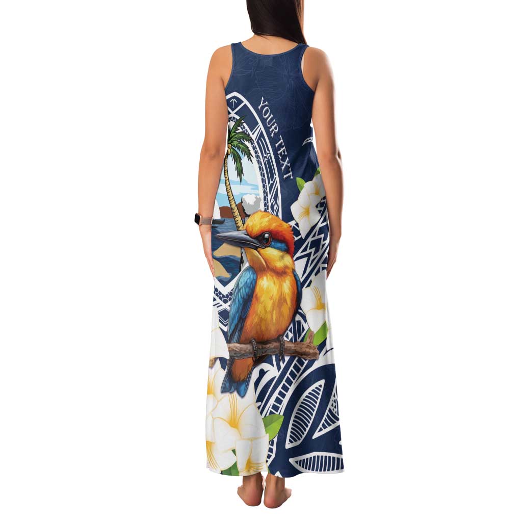 Hafa Adai Guam Family Matching Tank Maxi Dress and Hawaiian Shirt Sihek Guam Kingfisher with Guasali LT7 - Polynesian Pride