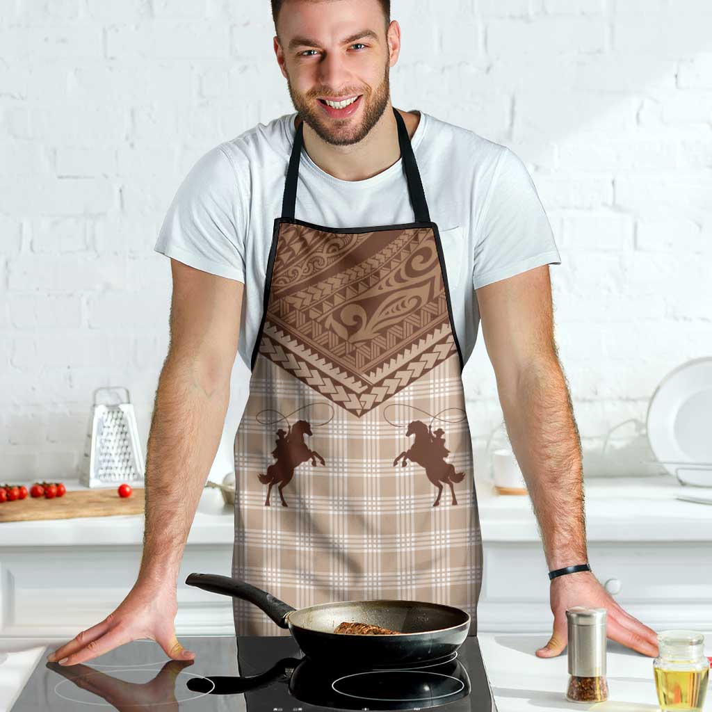 Aloha Hawaii Cowboys Paniolo Apron Beige Palaka - Polynesian Pride