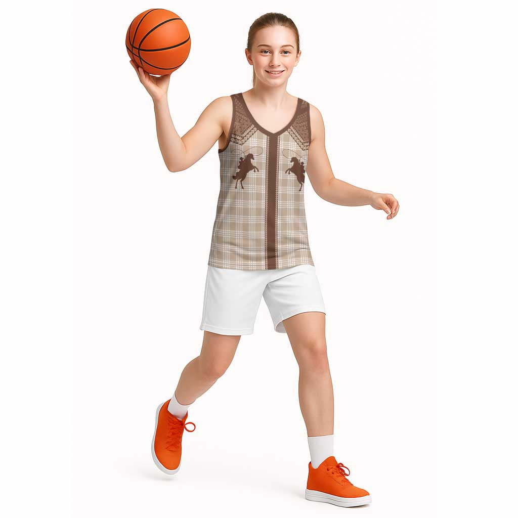 Aloha Hawaii Cowboys Paniolo Basketball Jersey Beige Palaka - Polynesian Pride