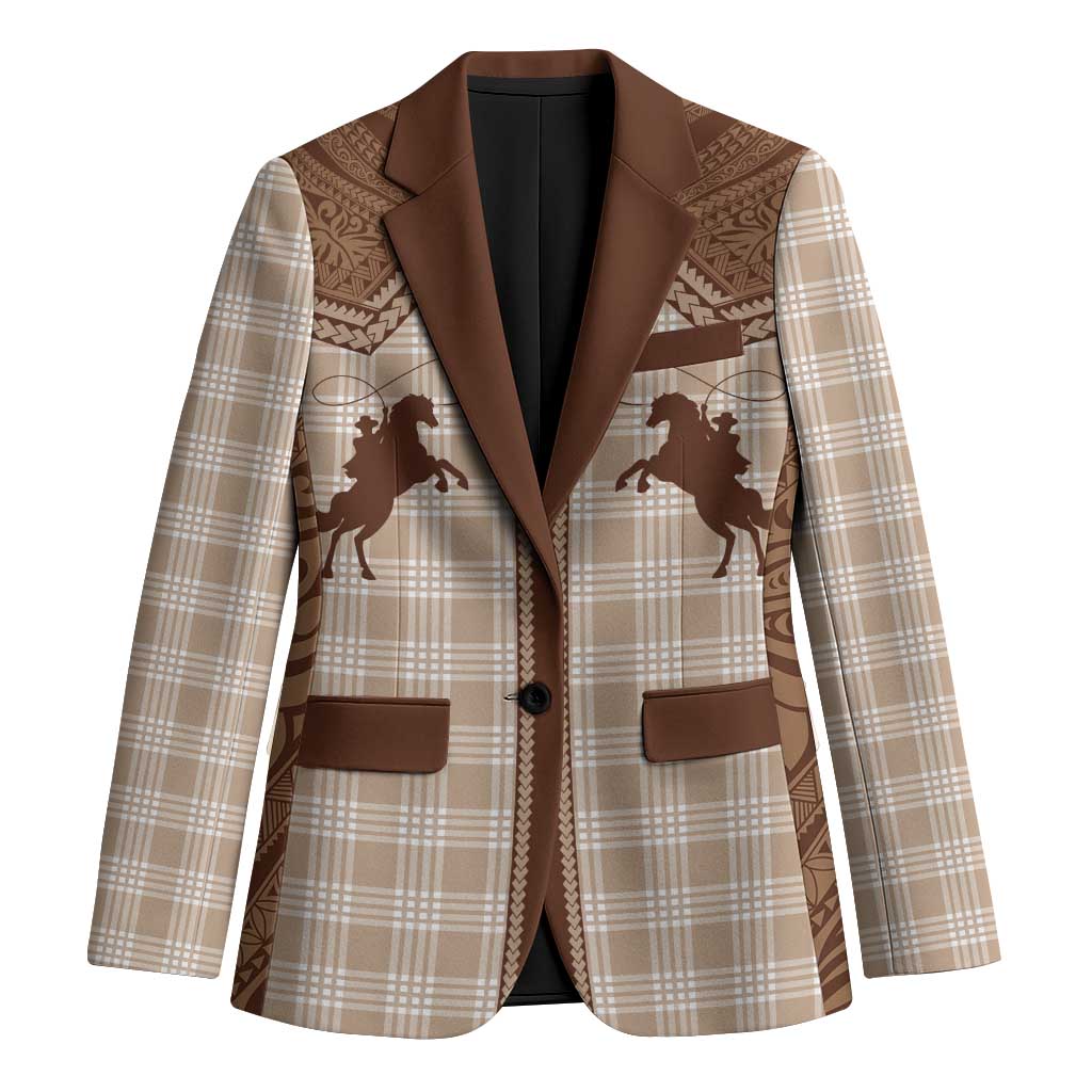 Aloha Hawaii Cowboys Paniolo Blazer Beige Palaka - Polynesian Pride