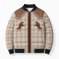 Aloha Hawaii Cowboys Paniolo Bomber Puffer Jacket Beige Palaka - Polynesian Pride