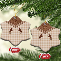Aloha Hawaii Cowboys Paniolo Ceramic Ornament Beige Palaka - Polynesian Pride