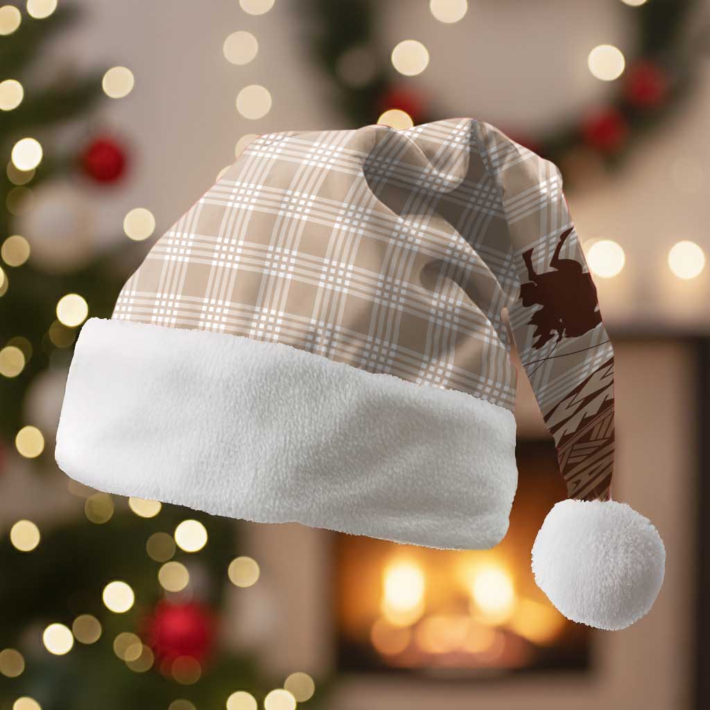 Aloha Hawaii Cowboys Paniolo Christmas Santa Hat Beige Palaka - Polynesian Pride