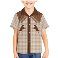 Aloha Hawaii Cowboys Paniolo Family Matching Mermaid Dress and Hawaiian Shirt Beige Palaka LT7 Son's Shirt Beige - Polynesian Pride