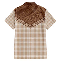 Aloha Hawaii Cowboys Paniolo Family Matching Off The Shoulder Long Sleeve Dress and Hawaiian Shirt Beige Palaka LT7 - Polynesian Pride
