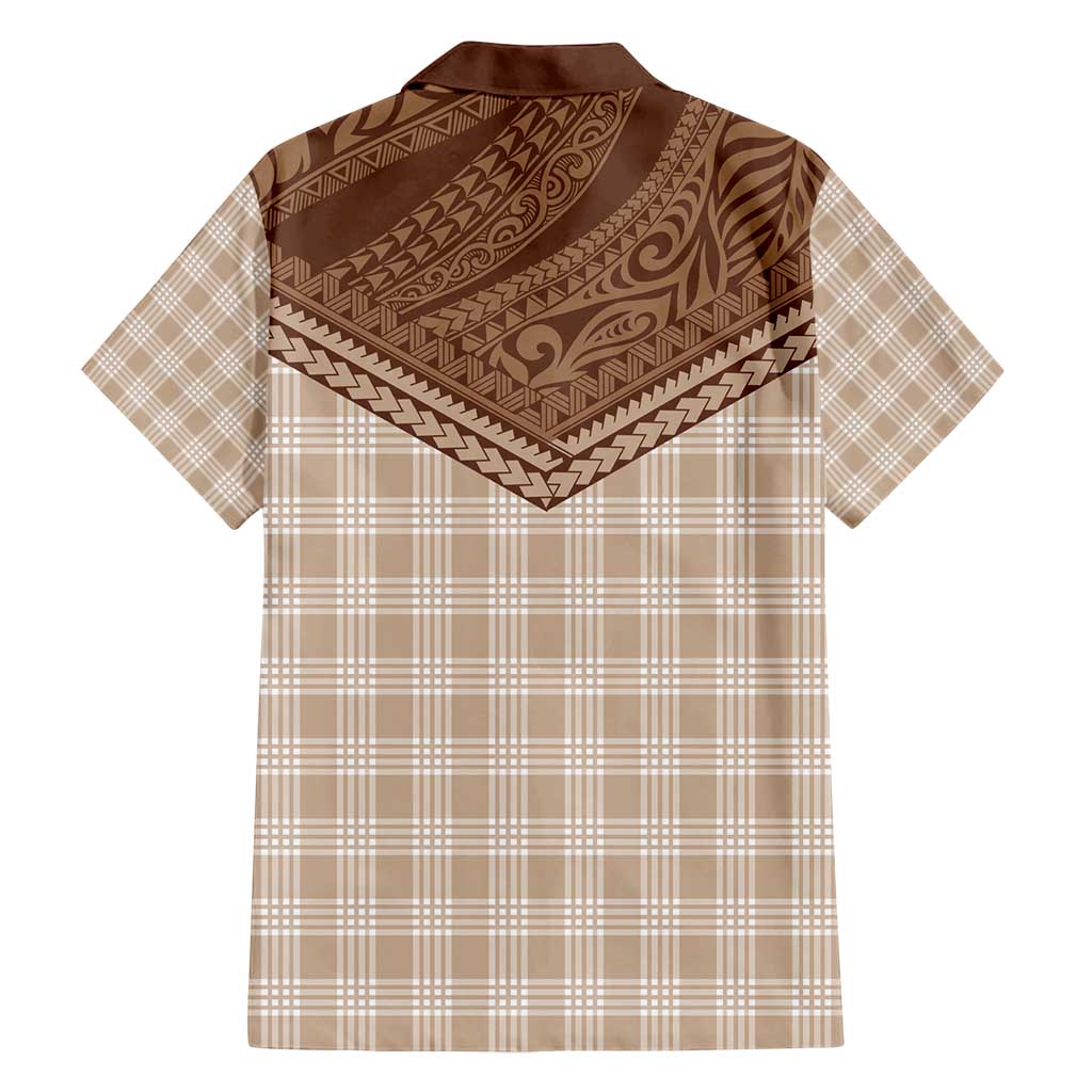 Aloha Hawaii Cowboys Paniolo Family Matching Off Shoulder Maxi Dress and Hawaiian Shirt Beige Palaka LT7 - Polynesian Pride