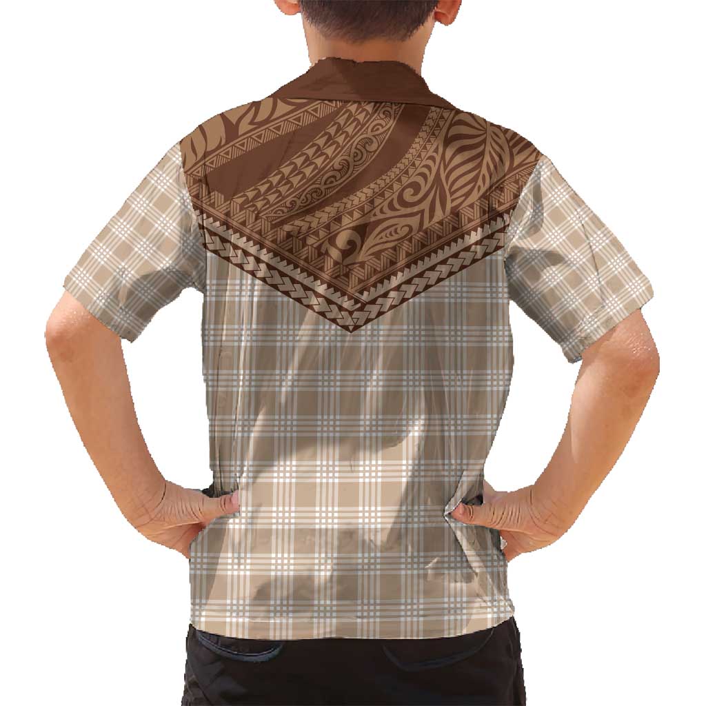 Aloha Hawaii Cowboys Paniolo Family Matching Puletasi and Hawaiian Shirt Beige Palaka LT7 - Polynesian Pride