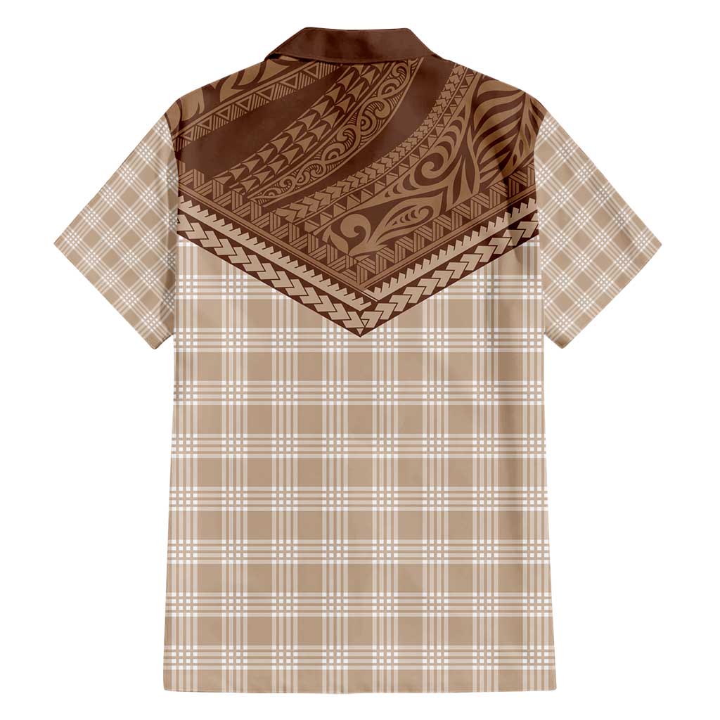 Aloha Hawaii Cowboys Paniolo Family Matching Short Sleeve Bodycon Dress and Hawaiian Shirt Beige Palaka LT7 - Polynesian Pride