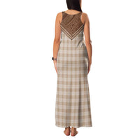 Aloha Hawaii Cowboys Paniolo Family Matching Tank Maxi Dress and Hawaiian Shirt Beige Palaka LT7 - Polynesian Pride