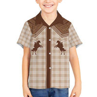 Aloha Hawaii Cowboys Paniolo Family Matching Tank Maxi Dress and Hawaiian Shirt Beige Palaka LT7 Son's Shirt Beige - Polynesian Pride