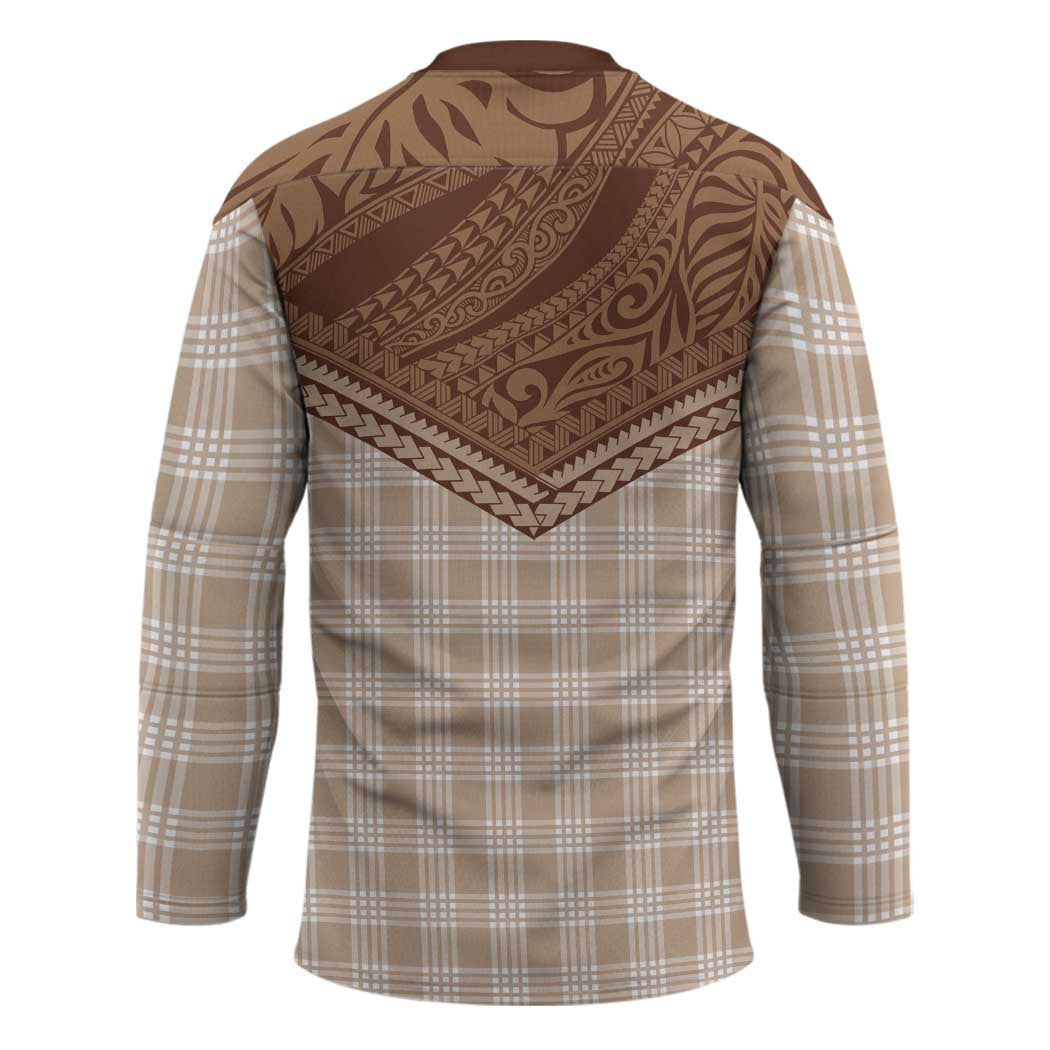 Aloha Hawaii Cowboys Paniolo Hockey Jersey Beige Palaka - Polynesian Pride