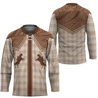 Aloha Hawaii Cowboys Paniolo Hockey Jersey Beige Palaka - Polynesian Pride