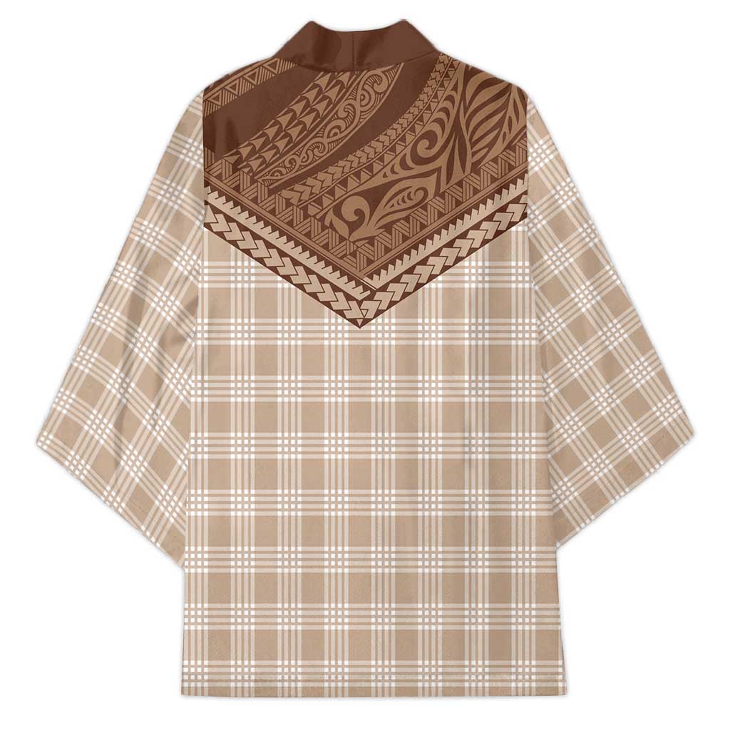 Aloha Hawaii Cowboys Paniolo Kimono Beige Palaka - Polynesian Pride