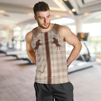 Aloha Hawaii Cowboys Paniolo Men Tank Top Beige Palaka - Polynesian Pride