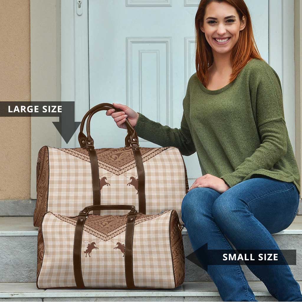 Aloha Hawaii Cowboys Paniolo Travel Bag Beige Palaka - Polynesian Pride