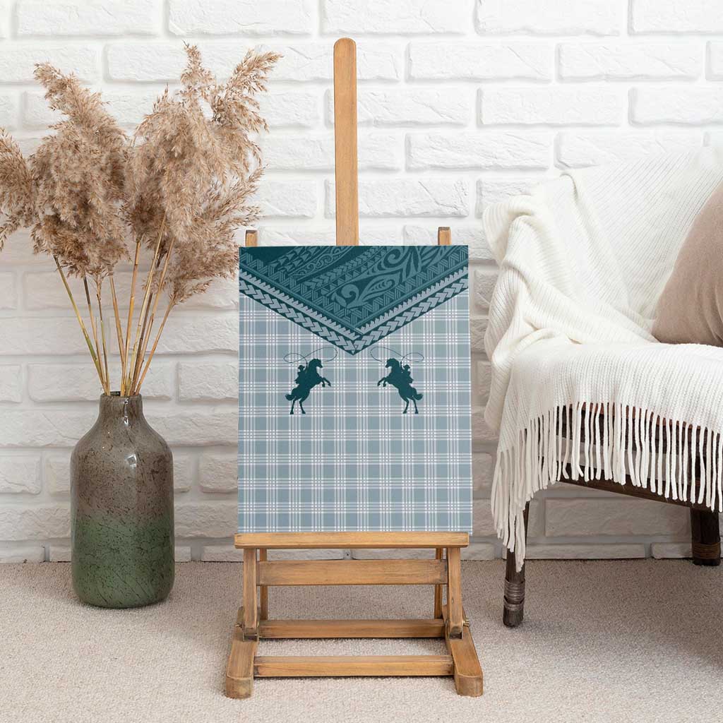 Aloha Hawaii Cowboys Paniolo Canvas Wall Art Teal Palaka - Polynesian Pride