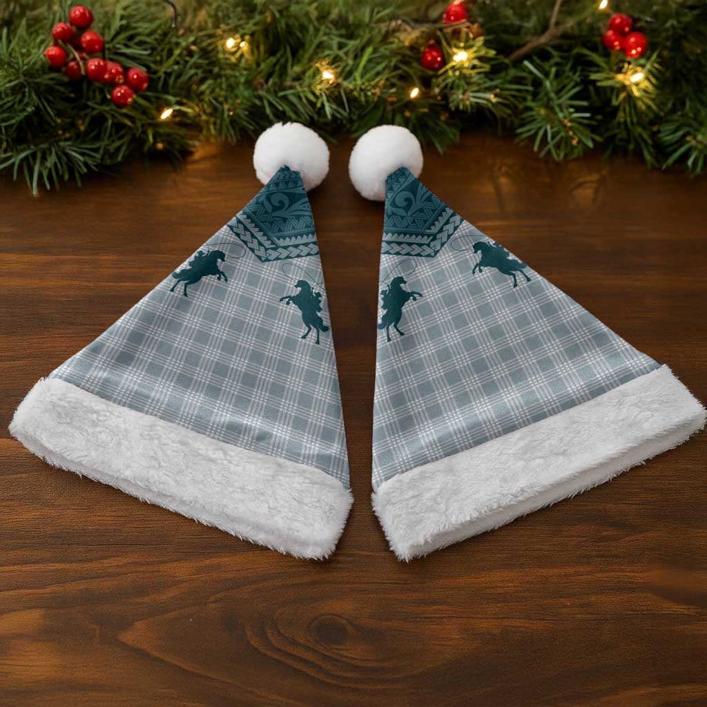 Aloha Hawaii Cowboys Paniolo Christmas Santa Hat Teal Palaka - Polynesian Pride
