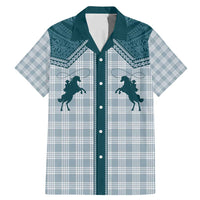 Aloha Hawaii Cowboys Paniolo Family Matching Mermaid Dress and Hawaiian Shirt Teal Palaka LT7 Dad's Shirt - Short Sleeve Teal - Polynesian Pride
