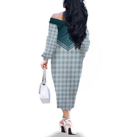 Aloha Hawaii Cowboys Paniolo Family Matching Off The Shoulder Long Sleeve Dress and Hawaiian Shirt Teal Palaka LT7 - Polynesian Pride