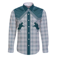 Aloha Hawaii Cowboys Paniolo Family Matching Tank Maxi Dress and Hawaiian Shirt Teal Palaka LT7 Dad's Shirt - Long Sleeve Teal - Polynesian Pride