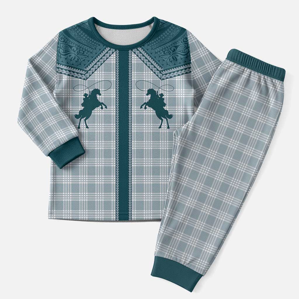 Aloha Hawaii Cowboys Paniolo Christmas Pajama Set Teal Palaka LT7 Men Teal - Polynesian Pride
