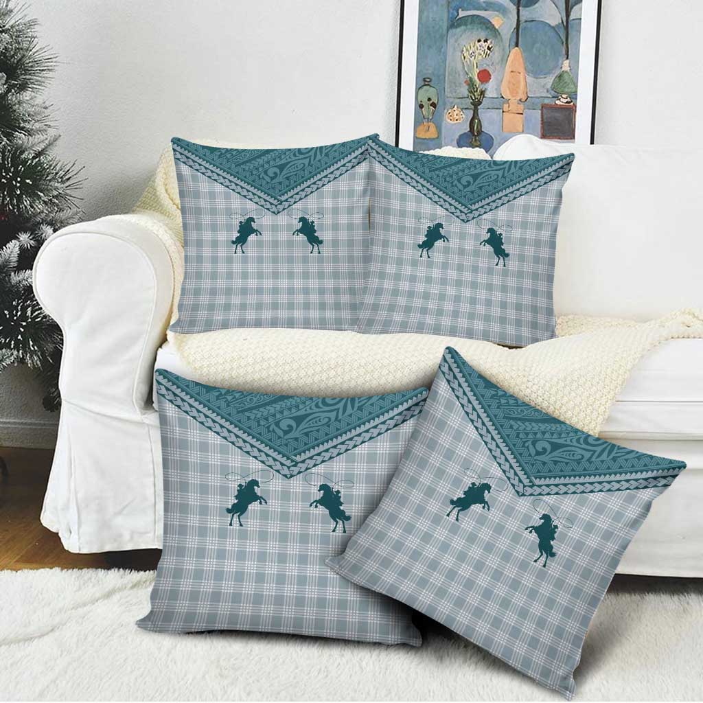Aloha Hawaii Cowboys Paniolo Pillow Cover Teal Palaka - Polynesian Pride