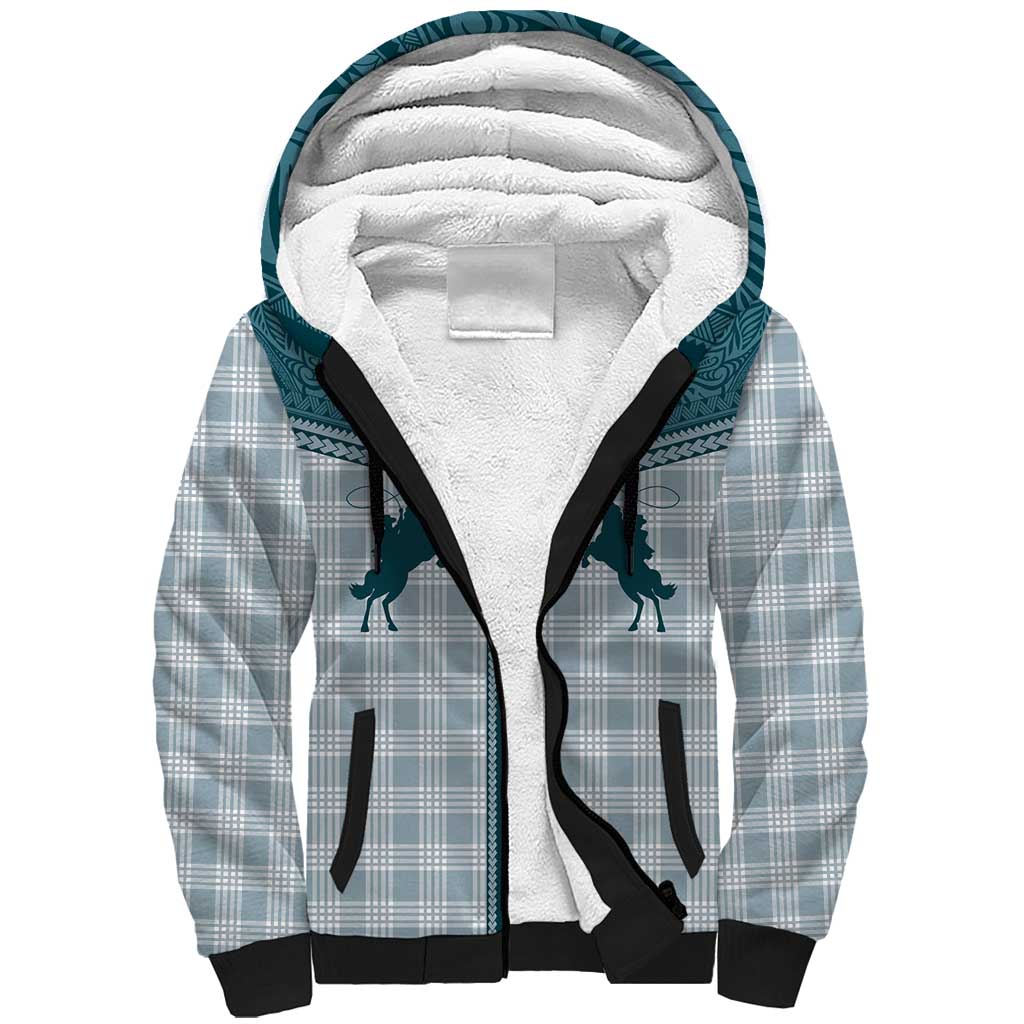 Aloha Hawaii Cowboys Paniolo Sherpa Hoodie Teal Palaka - Polynesian Pride
