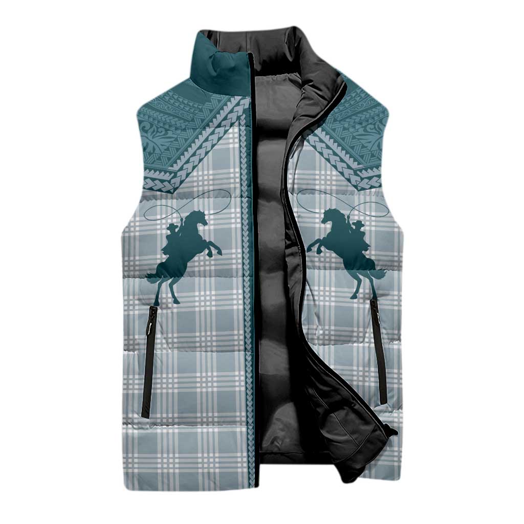 Aloha Hawaii Cowboys Paniolo Sleeveless Puffer Jacket Teal Palaka - Polynesian Pride